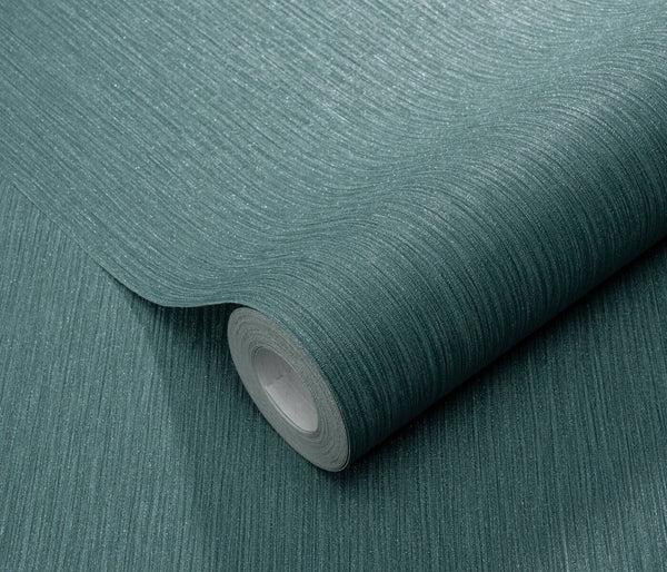 Erismann Fashion For Walls 4 10376-19 wallpaper close-up of textured teal vertical lines with subtle shimmer.