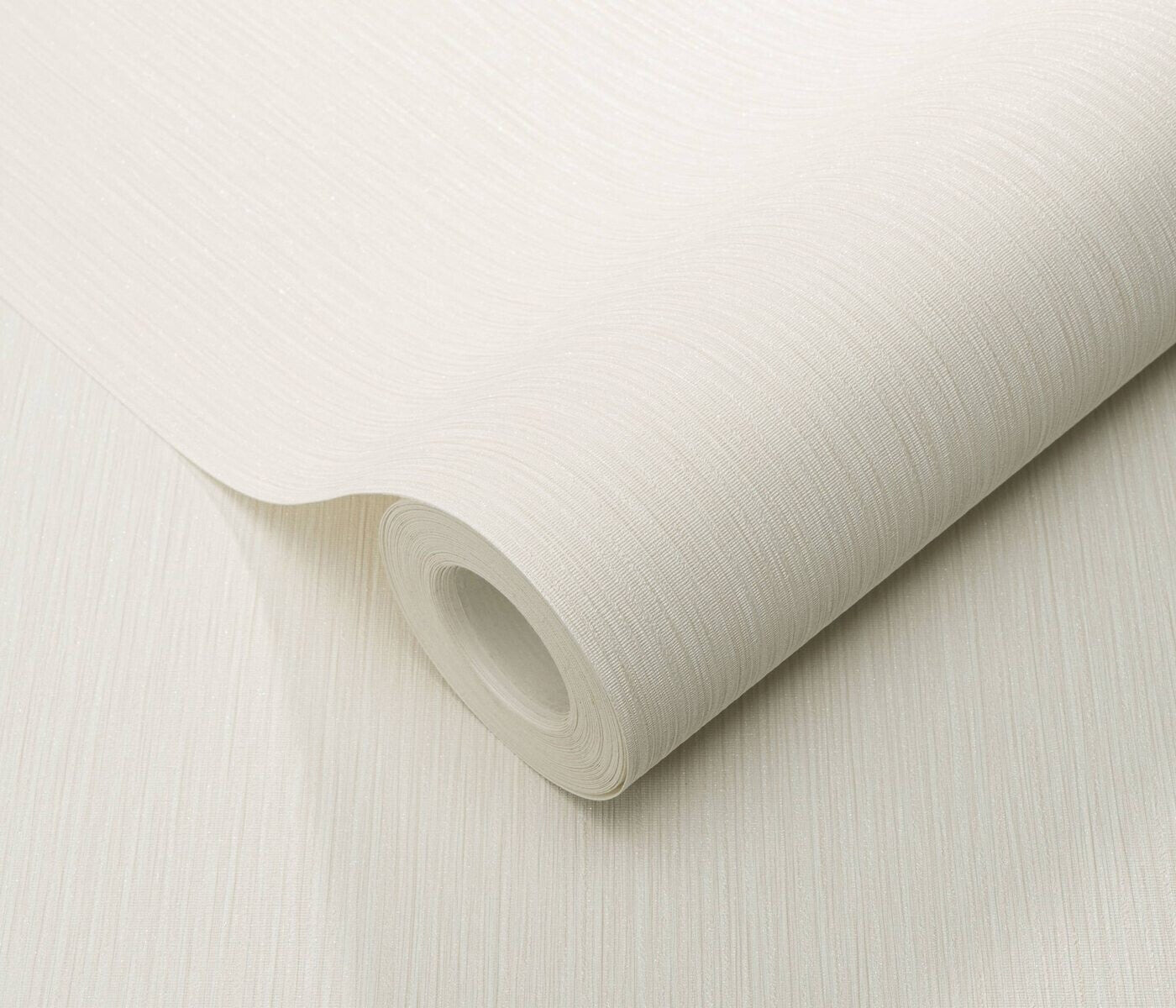 Erismann Fashion For Walls 4 10376-26 wallpaper close-up of rolled sample with fine vertical texture in a light neutral tone and subtle shimmer.