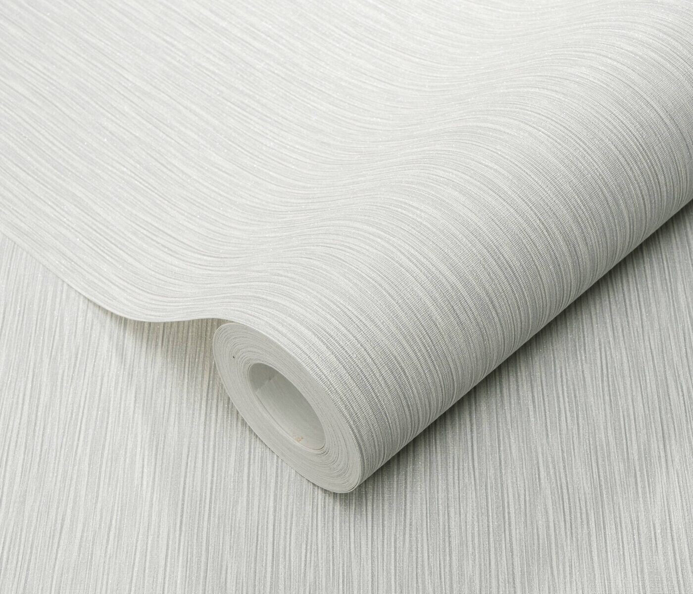 Erismann Fashion For Walls 4 10376-31 wallpaper close-up of light gray vertical striations with subtle texture and soft sheen.