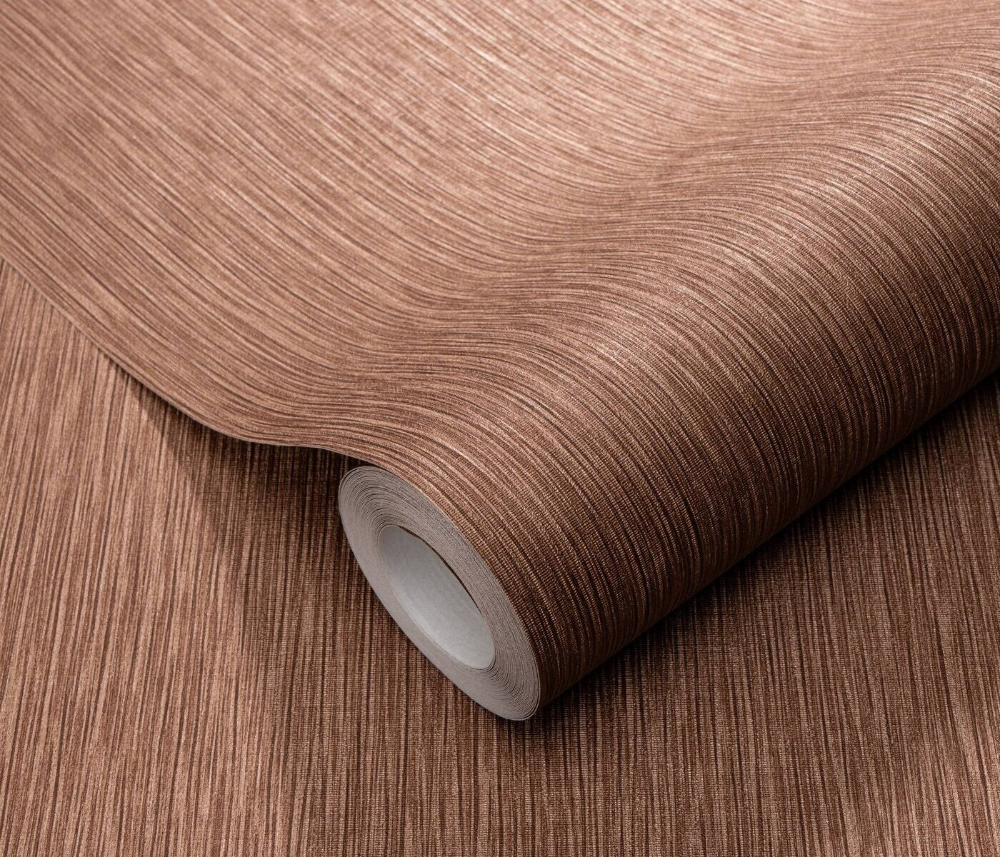 Erismann Fashion For Walls 4 10376-48 wallpaper close-up of brown linear textured surface on a roll.