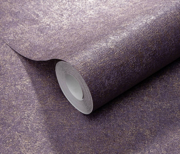 Erismann Fashion For Walls 4 10377-45 wallpaper close-up of textured purple roll with metallic gold flecks.