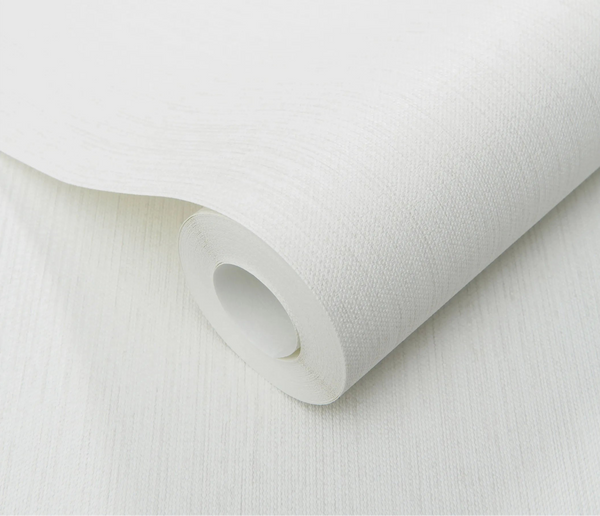 Erismann Forest Dreams 10559-02 wallpaper roll close-up with subtle off-white woven texture and plain unprinted finish.