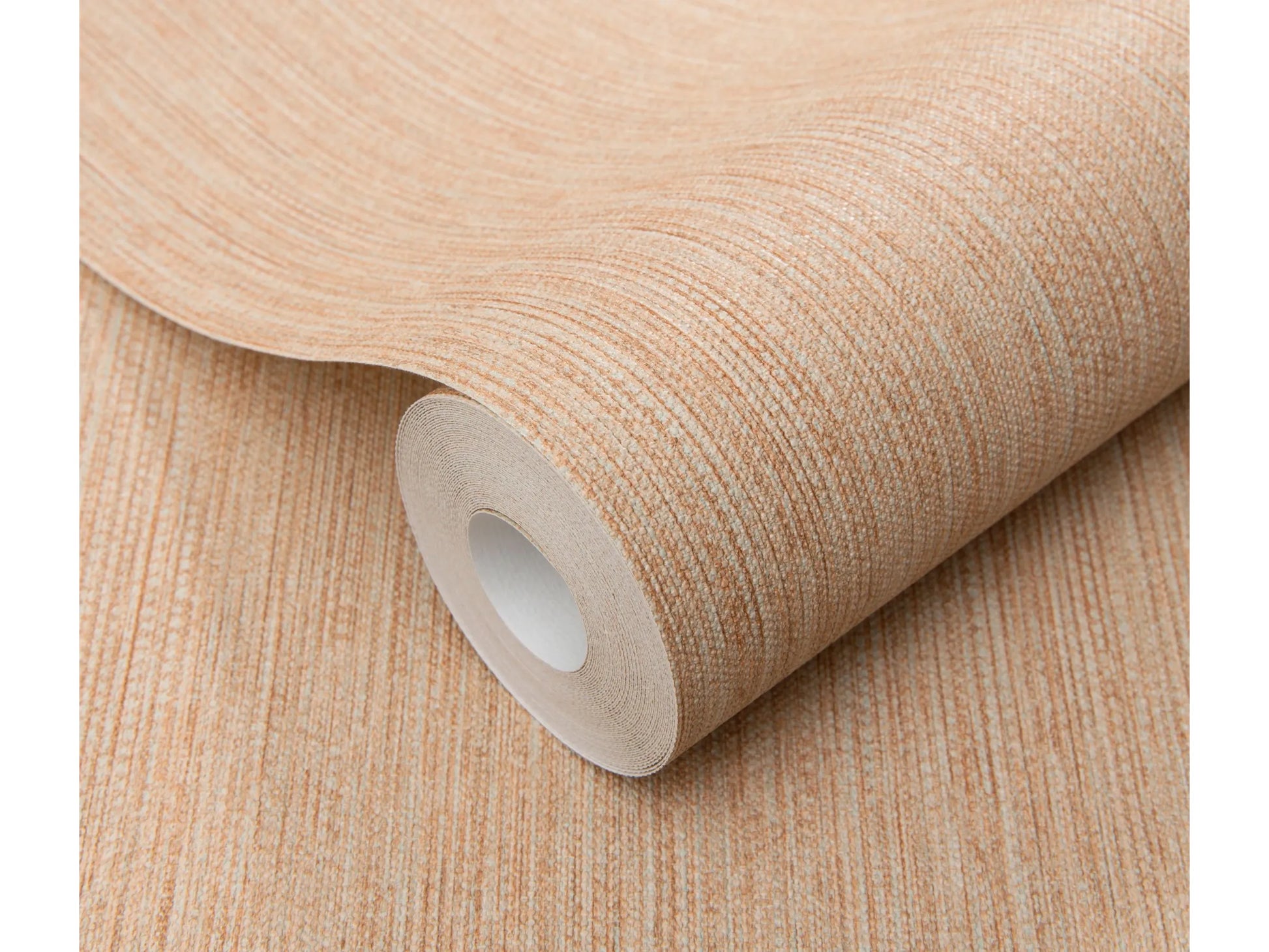 Erismann Forest Dreams 10559-04 wallpaper roll close-up with peach woven texture and fine vertical linear striations.