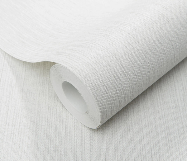 Erismann Forest Dreams 10559-31 wallpaper roll close-up with white woven texture and subtle fine linear pattern.
