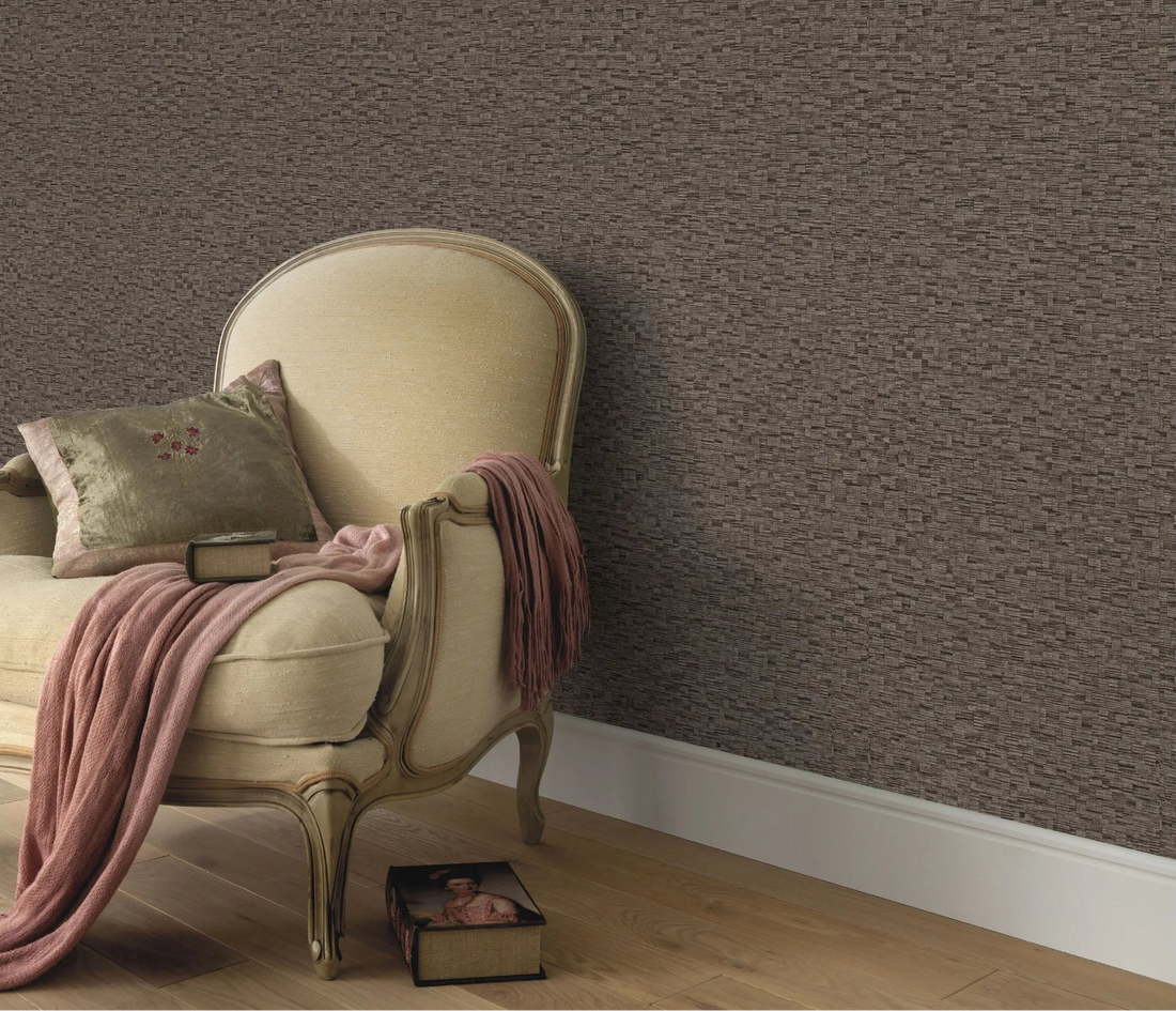 Erismann Forest Dreams 10562-11 warm brown geometric textured wallpaper with small rectangular blocks