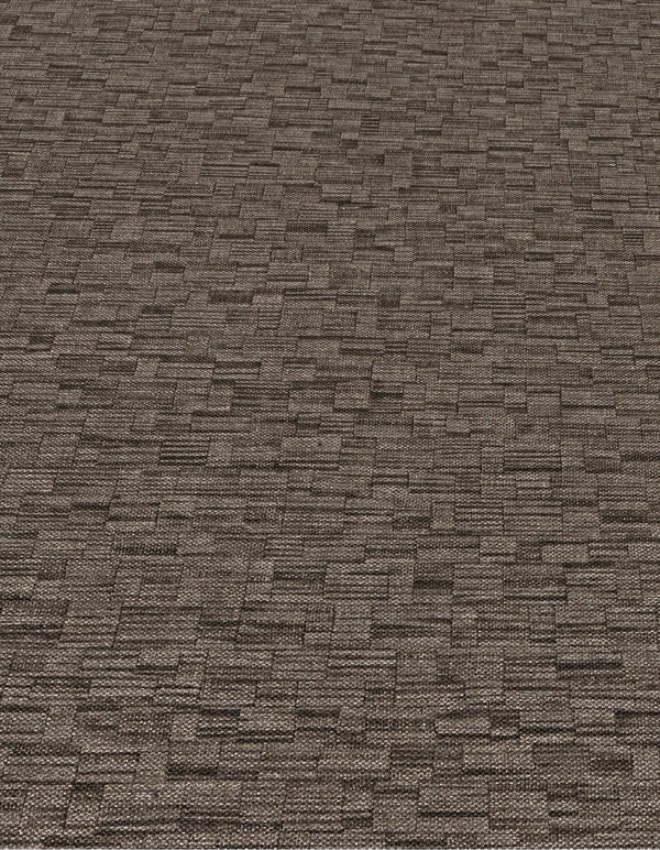 Erismann Forest Dreams 10562-11 wallpaper close-up of taupe woven texture with irregular stacked rectangular block pattern.