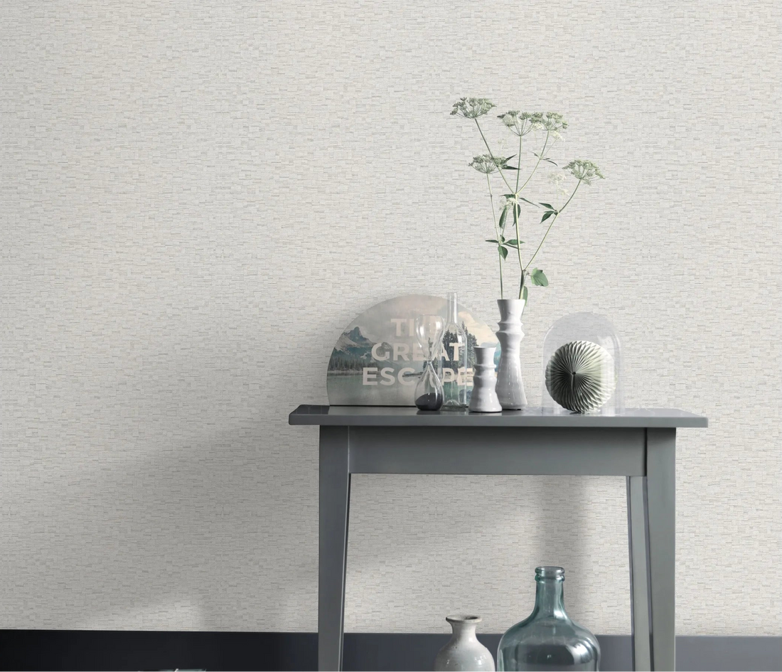 Erismann Forest Dreams 10562-38 taupe geometric wallpaper with subtle linen-like texture