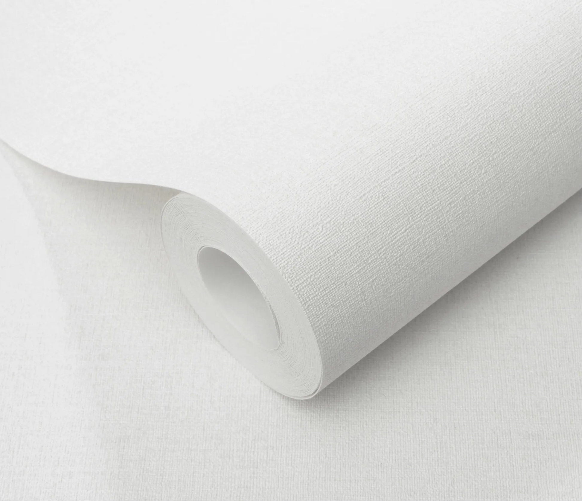 Erismann Forest Dreams 10563-01 wallpaper roll close-up with plain white woven texture and subtle raised fabric-like finish.