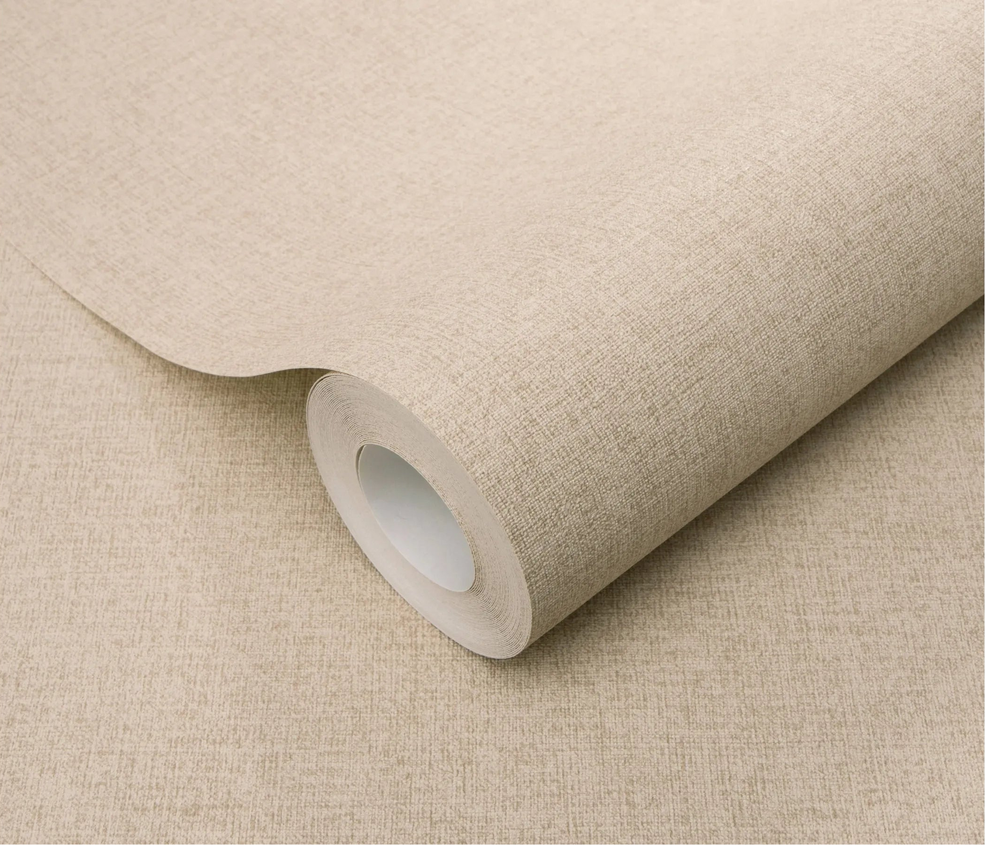 Erismann Forest Dreams 10563-02 wallpaper roll close-up with beige woven fabric texture and subtle crosshatch finish.