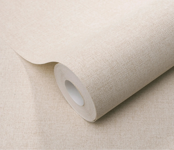 Erismann Forest Dreams 10563-14 wallpaper roll close-up with beige woven texture and subtle fine crosshatch surface.