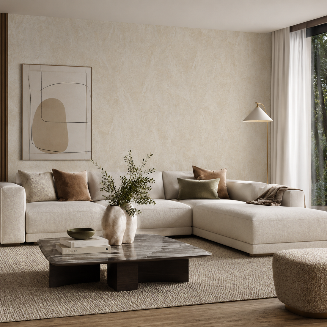 Erismann Opus 10439-02 beige geometric woodgrain wallpaper sample