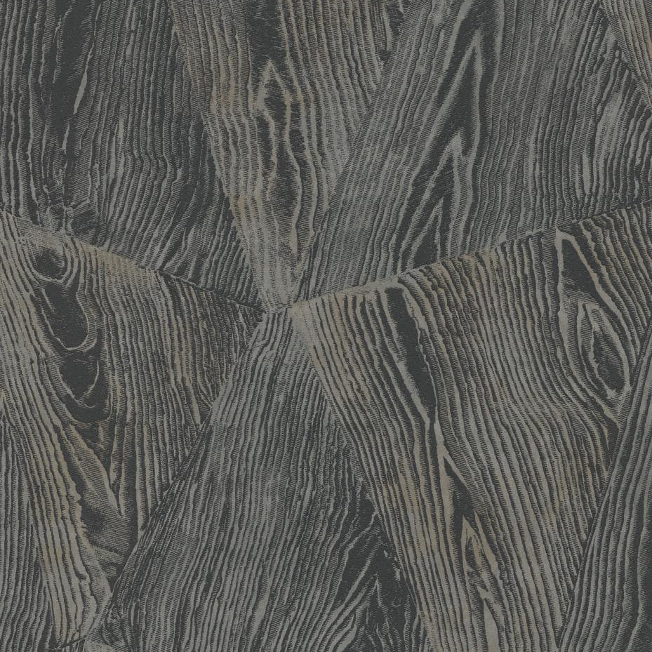 Erismann Opus 10439-47 charcoal black wood-grain geometric wallpaper