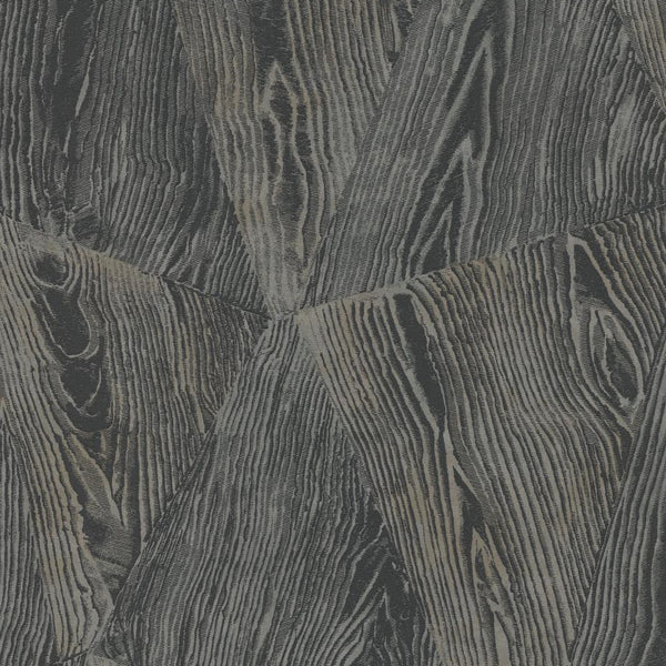 Erismann Opus 10439-47 charcoal black wood-grain geometric wallpaper