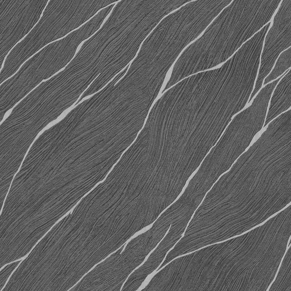 Erismann Opus 10440-15 wallpaper in deep charcoal with sweeping stone-like diagonal veining.