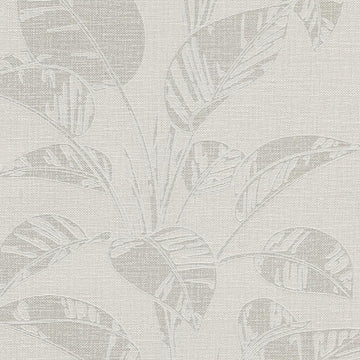 Erismann Opus 10459-02 beige non-woven wallpaper with tonal leaf motif and linen-look texture