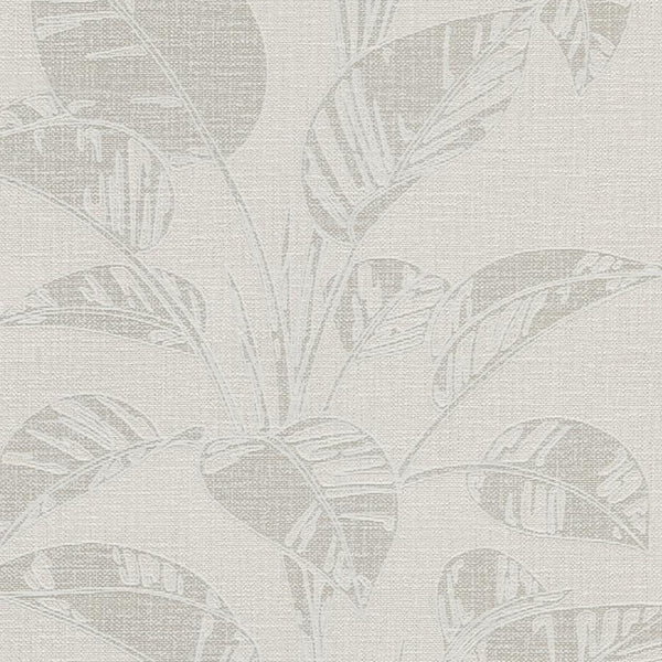 Erismann Opus 10459-02 beige non-woven wallpaper with tonal leaf motif and linen-look texture