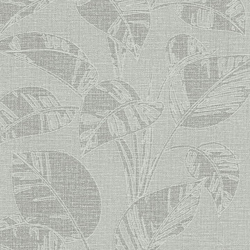 Erismann Opus 10459-24 green leafy botanical wallpaper with a linen-like texture.