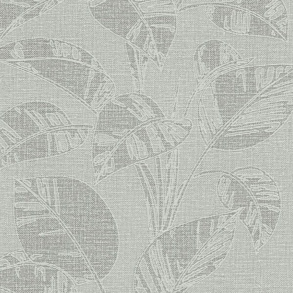Erismann Opus 10459-24 green leafy botanical wallpaper with a linen-like texture.