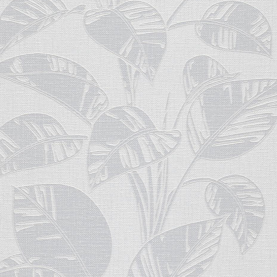 Erismann Opus 10459-31 grey tonal leaf motif non-woven wallpaper with linen-like texture