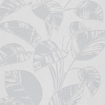 Erismann Opus 10459-31 grey tonal leaf motif non-woven wallpaper with linen-like texture