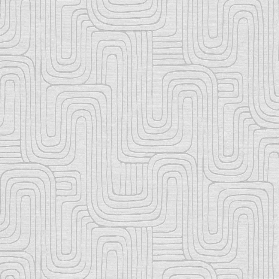 Erismann Opus 10461-31 light grey curved geometric embossed non-woven wallpaper