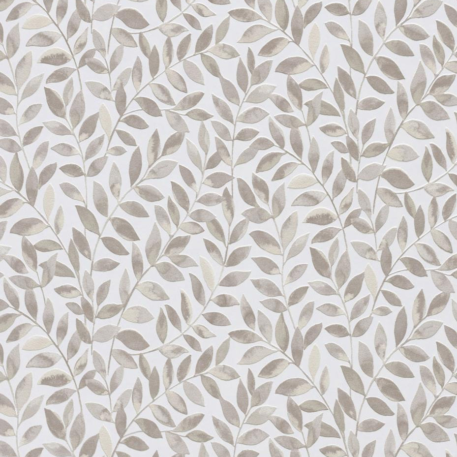 Erismann Opus 10462-11 taupe leafy botanical wallpaper on a crisp white background.