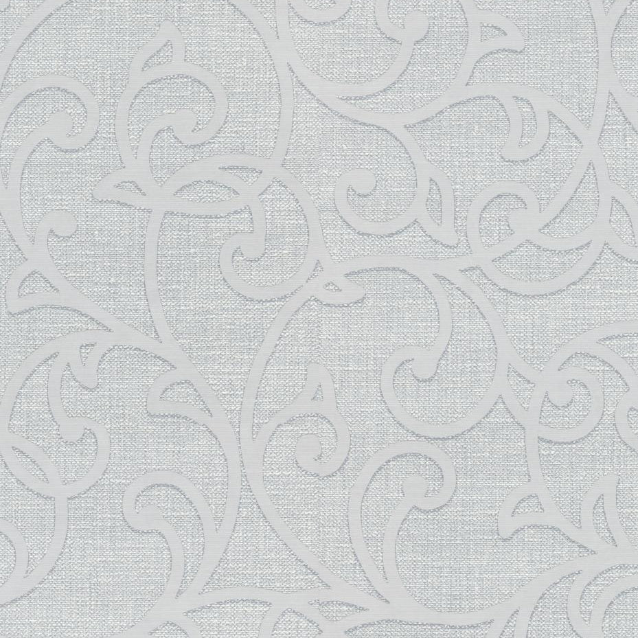 Erismann Opus 10467-10 light grey scrollwork wallpaper with linen-like texture