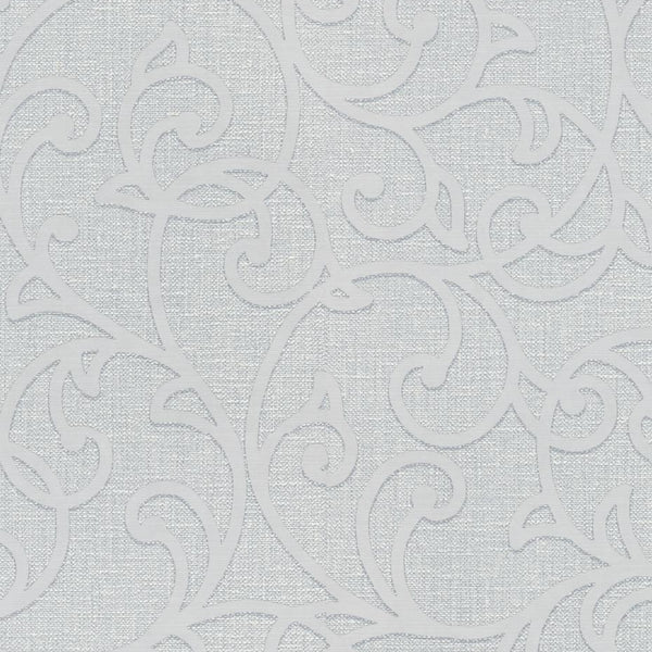 Erismann Opus 10467-10 light grey scrollwork wallpaper with linen-like texture