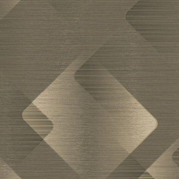 Erismann Elysium geometric wallpaper with layered diamond shapes in olive green, taupe, and beige tones on a subtle textured background.