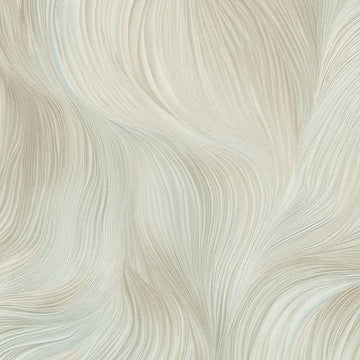 Erismann Fashion for Walls 5 abstract wave wallpaper with flowing lines in soft green, beige, and white tones creating a calm organic modern look.