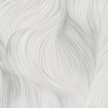 Erismann Fashion for Walls 5 abstract wave wallpaper with fine flowing lines in white, gray, and soft silver tones creating a clean modern textured look.