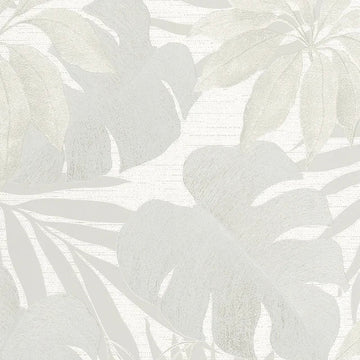 Marburg Avalon 31603 beige botanical wallpaper with oversized leafy silhouettes and a subtle fabric-effect ground.