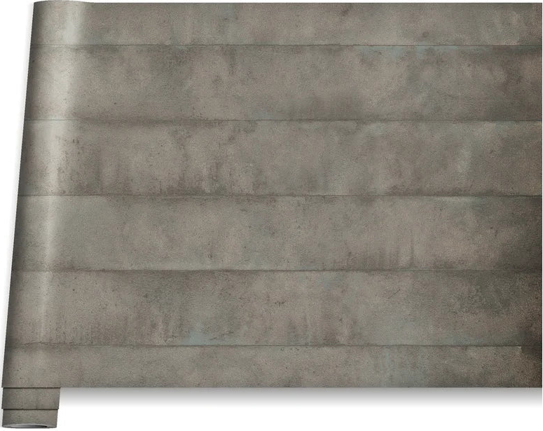 Marburg Avalon 31614 Unrolled wallpaper roll on a white background showing a mottled concrete-look texture with wide vertical tone-on-tone panels.