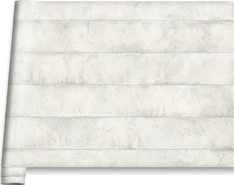 Marburg Avalon 31615 Partially unrolled wallpaper roll showing a light beige‑gray mottled, plaster-like texture on a white background.