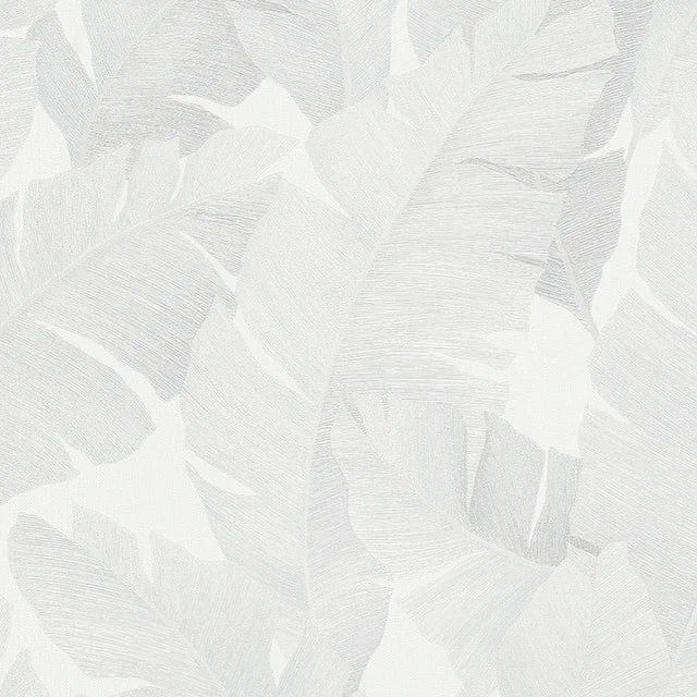 Marburg Avalon 31623 light grey palm leaf wallpaper on a soft white background