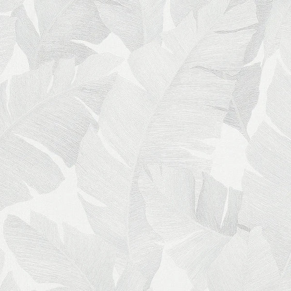 Marburg Avalon 31623 light grey palm leaf wallpaper on a soft white background