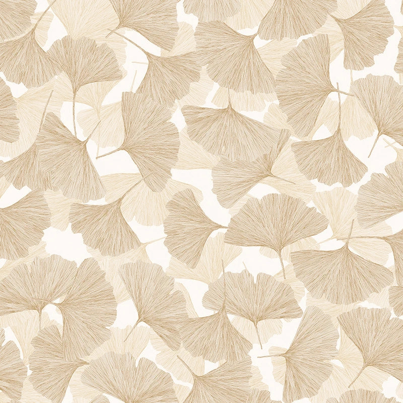 Marburg Boho 35784 beige ginkgo leaf wallpaper close-up