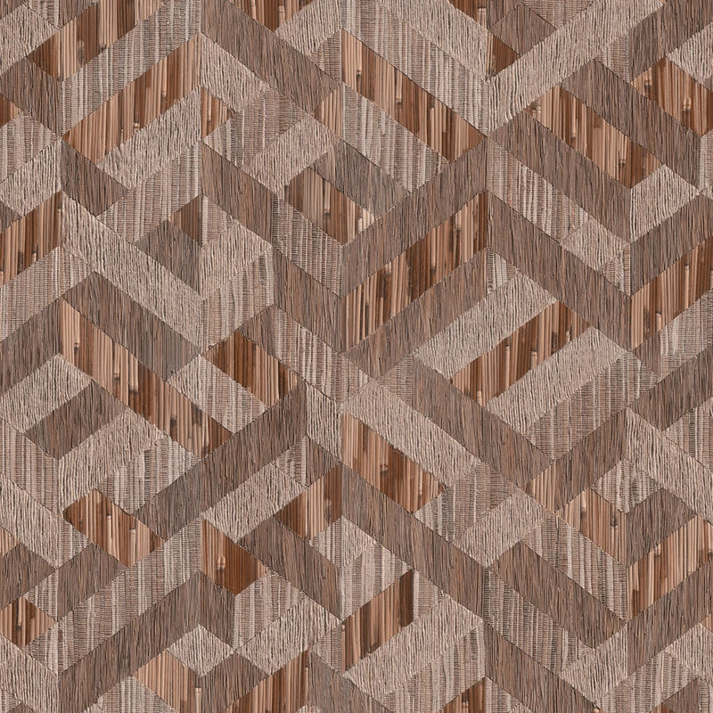 Marburg Boho 35789 brown geometric wood-look wallpaper with fine embossed texture