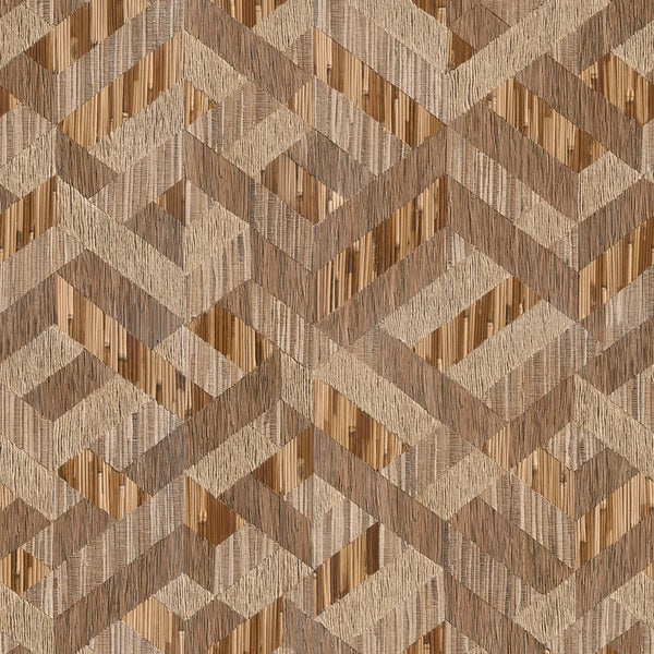 Marburg Boho 35790 geometric wood-look brown wallpaper close-up