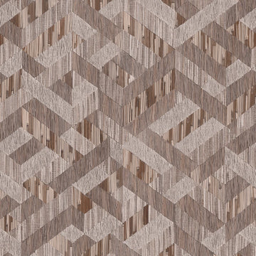 Marburg Boho 35791 warm brown and grey geometric wood-look wallpaper close-up
