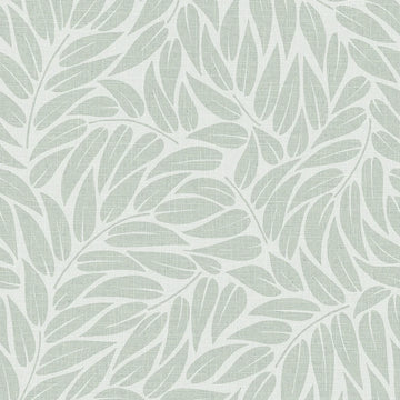 Marburg Boho 35793 sage green leafy botanical wallpaper with a subtle linen-look texture
