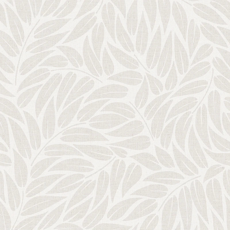 Marburg Boho 35794 wallpaper with soft warm beige leafy pattern on a linen-look off-white ground.