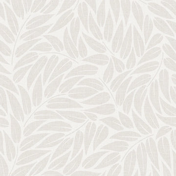 Marburg Boho 35794 wallpaper with soft warm beige leafy pattern on a linen-look off-white ground.