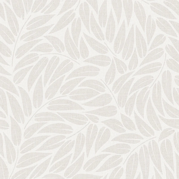 Marburg Boho 35794 wallpaper with soft warm beige leafy pattern on a linen-look off-white ground.