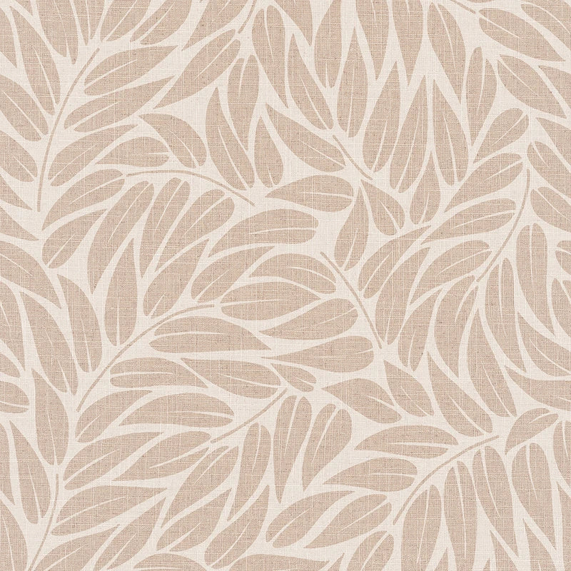 Marburg Boho 35795 beige leafy wallpaper with a linen-look texture