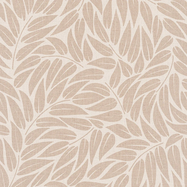 Marburg Boho 35795 beige leafy wallpaper with a linen-look texture