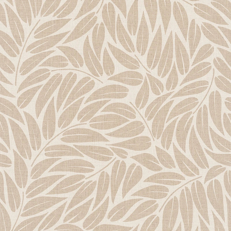 Marburg Boho 35796 beige leafy wallpaper with a linen-like texture