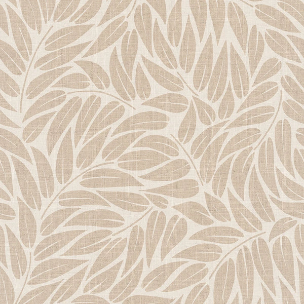 Marburg Boho 35796 beige leafy wallpaper with a linen-like texture