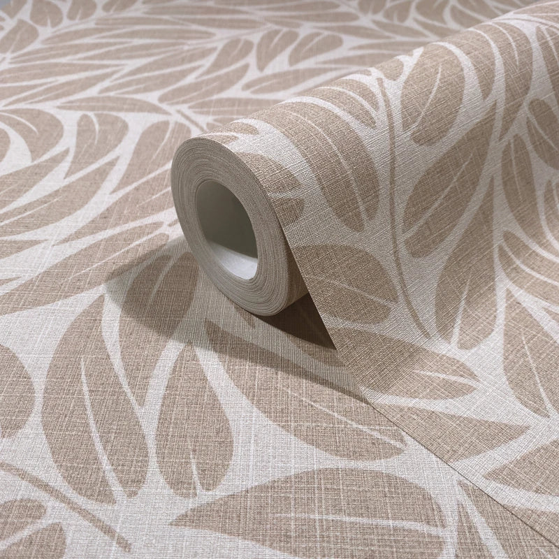 Marburg Boho 35796 Wallpaper roll with a large beige leaf pattern on a light background, shown partly unrolled across a matching sheet.