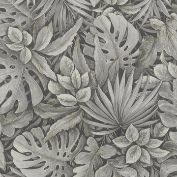 Marburg Botanica 33305 wallpaper with dense monochrome leafy botanical in neutral grey